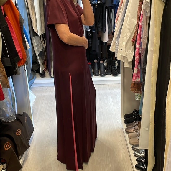 SALE! Valentino Burgundy & Pink Column Silk Maxi Dress - Picture 4 of 13